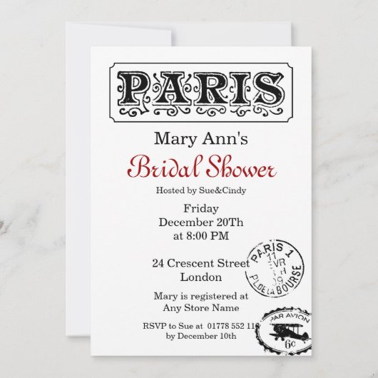 Elegant Vrijgezellenfeest  Briefkaart Parijs (Achterkant)