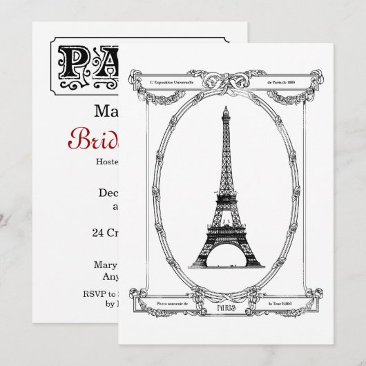 Elegant Vrijgezellenfeest  Briefkaart Parijs (Voorkant / Achterkant)