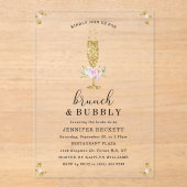Elegant Vrijgezellenfeest Brunch & Bubble Acryl Uitnodigingen (Voorkant)