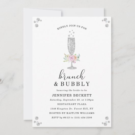 Elegant Vrijgezellenfeest Brunch & Bubble Kaart (Voorkant)