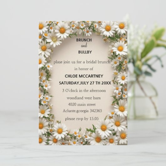 Elegant vrijgezellenfeest brunch uitnodigen bedankkaart (Staand voorkant)