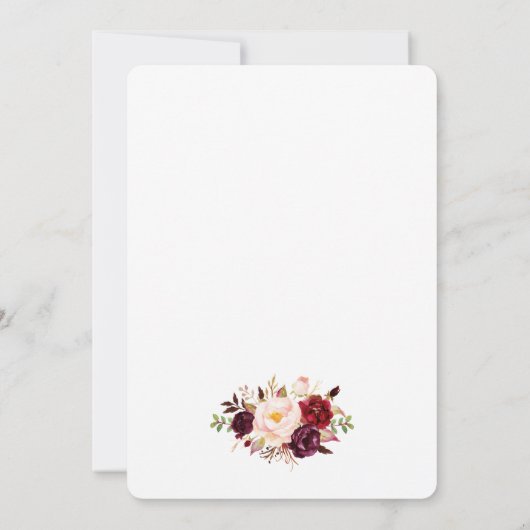 Elegant Vrijgezellenfeest Burgundy Floral Kaart (Achterkant)