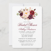 Elegant Vrijgezellenfeest Burgundy Floral Kaart (Voorkant)