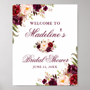 Elegant Vrijgezellenfeest Burgundy Floral Poster