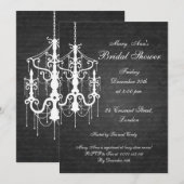 Elegant Vrijgezellenfeest Chandelier Black Kaart (Voorkant / Achterkant)