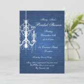 Elegant Vrijgezellenfeest Chandelier Blue Kaart (Staand voorkant)