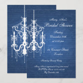 Elegant Vrijgezellenfeest Chandelier Blue Kaart (Voorkant / Achterkant)