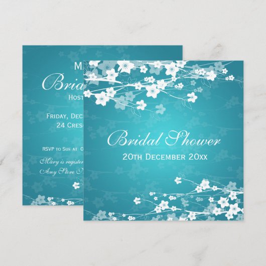 Elegant Vrijgezellenfeest Cherry Blossom Blue Kaart (Voorkant / Achterkant)