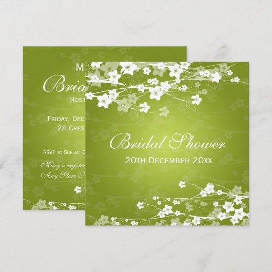 Elegant Vrijgezellenfeest Cherry Blossom Lime Gree Kaart (Voorkant / Achterkant)