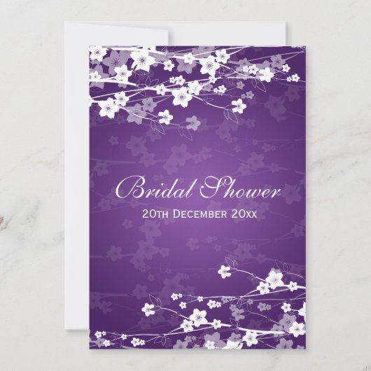 Elegant Vrijgezellenfeest Cherry Blossom Paars Kaart (Voorkant)