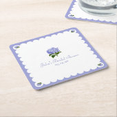 Elegant Vrijgezellenfeest Classic Hydrangea Scallo Kartonnen Onderzetters (Schuin)