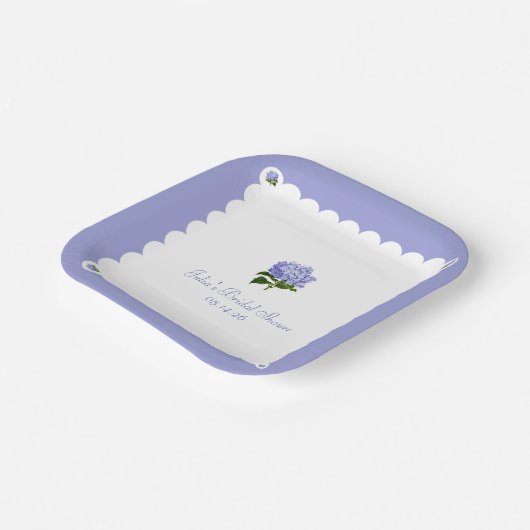 Elegant Vrijgezellenfeest Classic Hydrangea Scallo Papieren Bordje (Gebogen)