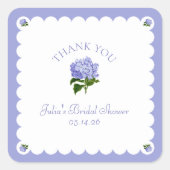 Elegant Vrijgezellenfeest Classic Hydrangea Scallo Vierkante Sticker (Voorkant)