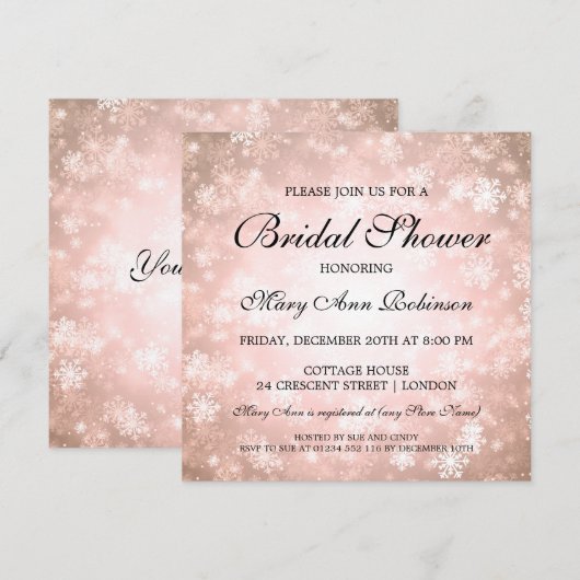 Elegant Vrijgezellenfeest Copper Winter Wonderland Kaart (Voorkant / Achterkant)