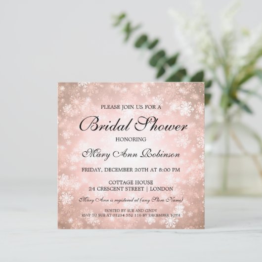 Elegant Vrijgezellenfeest Copper Winter Wonderland Kaart (Staand voorkant)