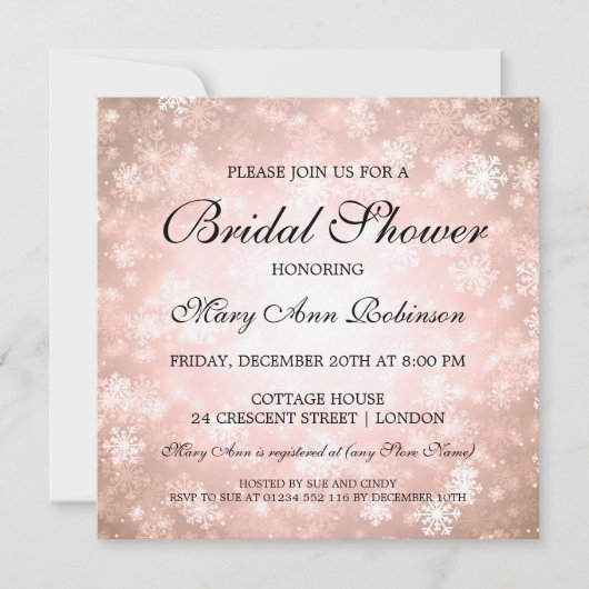 Elegant Vrijgezellenfeest Copper Winter Wonderland Kaart (Voorkant)