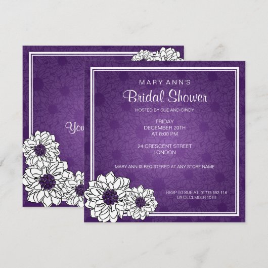 Elegant Vrijgezellenfeest Dahlia Floral Paars Kaart (Voorkant / Achterkant)