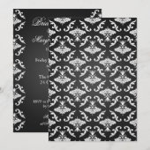Elegant Vrijgezellenfeest  Damask Black Kaart (Voorkant / Achterkant)