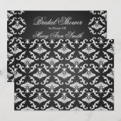Elegant Vrijgezellenfeest  Damask Black Kaart (Voorkant / Achterkant)