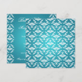 Elegant Vrijgezellenfeest Damask Blue Kaart (Voorkant / Achterkant)