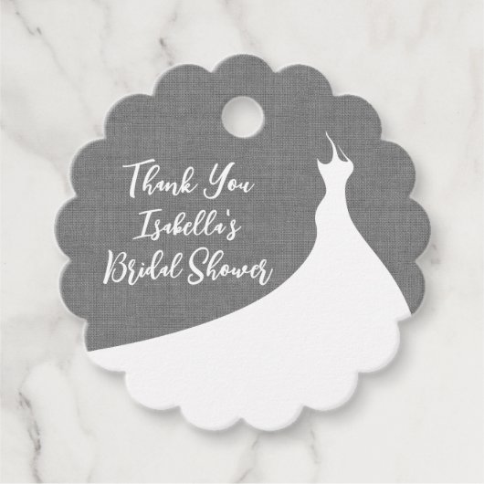 Elegant Vrijgezellenfeest Dank je grijs linnen Bedankjes Labels (Voorkant)
