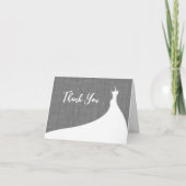 Elegant Vrijgezellenfeest Dank je grijs linnen Bedankkaart (Voorkant)