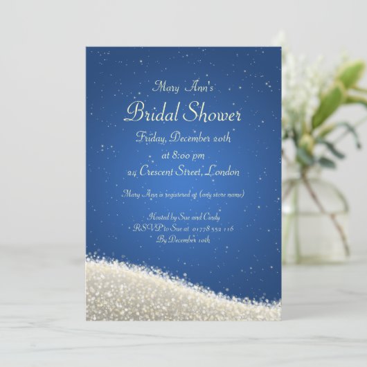 Elegant Vrijgezellenfeest Dazzling Sparkles Blue Kaart (Staand voorkant)