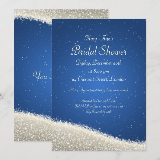 Elegant Vrijgezellenfeest Dazzling Sparkles Blue Kaart (Voorkant / Achterkant)