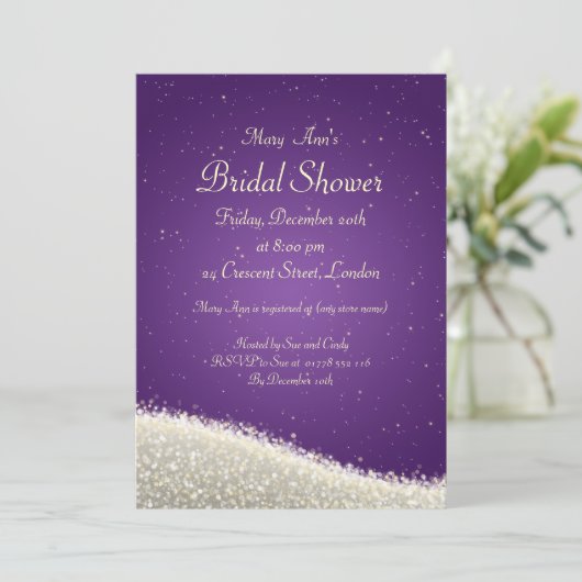 Elegant Vrijgezellenfeest Dazzling Sparkles Paars Kaart (Staand voorkant)