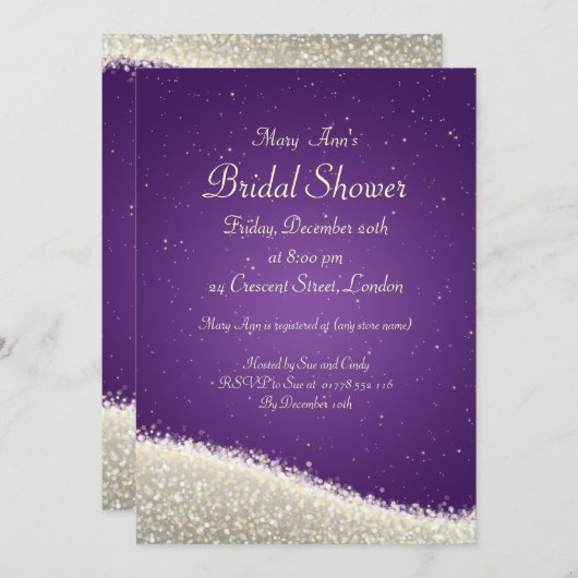 Elegant Vrijgezellenfeest Dazzling Sparkles Paars Kaart (Voorkant / Achterkant)