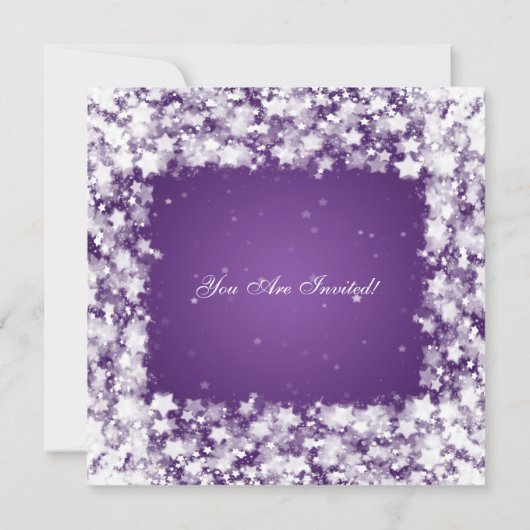 Elegant Vrijgezellenfeest Dazzling Stars Paars Kaart (Achterkant)