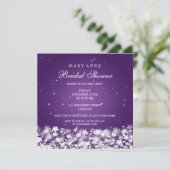 Elegant Vrijgezellenfeest Dazzling Stars Paars Kaart (Staand voorkant)