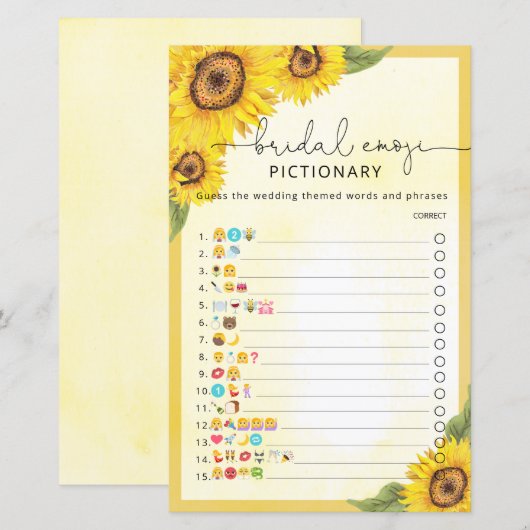 Elegant vrijgezellenfeest emoji game (Voorkant / Achterkant)