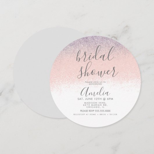 Elegant Vrijgezellenfeest Faux Ombré Glitter Pink Kaart (Voorkant / Achterkant)