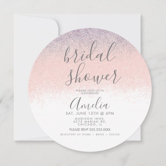 Elegant Vrijgezellenfeest Faux Ombré Glitter Pink Kaart (Voorkant)