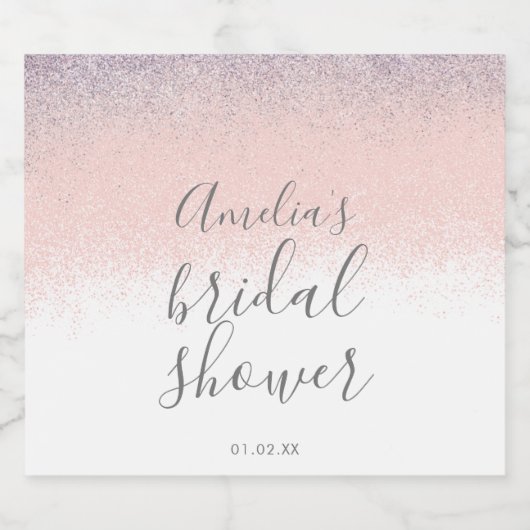 Elegant Vrijgezellenfeest Faux Ombré Glitter Pink Likeurfles Etiket (Enkel label)