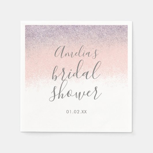 Elegant Vrijgezellenfeest Faux Ombré Glitter Pink Servet (Voorkant)