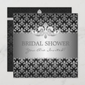 Elegant Vrijgezellenfeest Fleur De Lis Black Kaart (Voorkant / Achterkant)