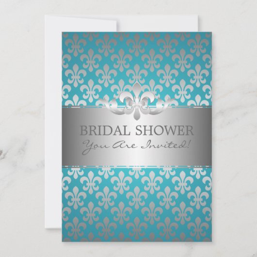 Elegant Vrijgezellenfeest Fleur De Lis Blue Kaart (Voorkant)