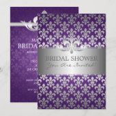 Elegant Vrijgezellenfeest Fleur De Lis Paars Kaart (Voorkant / Achterkant)