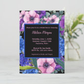 Elegant Vrijgezellenfeest Floral Blue Paars Pink Kaart (Staand voorkant)