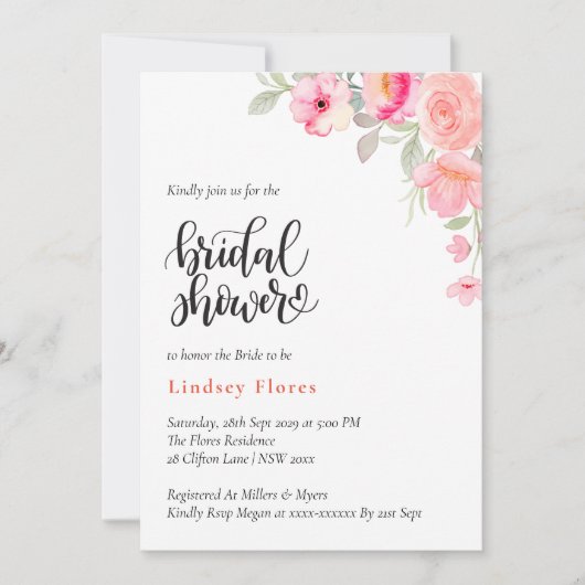 Elegant Vrijgezellenfeest Floral Greenery Waterver Kaart (Voorkant)