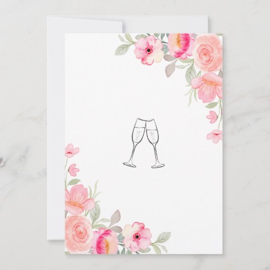 Elegant Vrijgezellenfeest Floral Greenery Waterver Kaart (Achterkant)