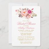 Elegant Vrijgezellenfeest Floral Pink Gold Invite Kaart (Voorkant)
