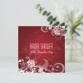 Elegant Vrijgezellenfeest Floral Swirls Red Kaart (Staand voorkant)