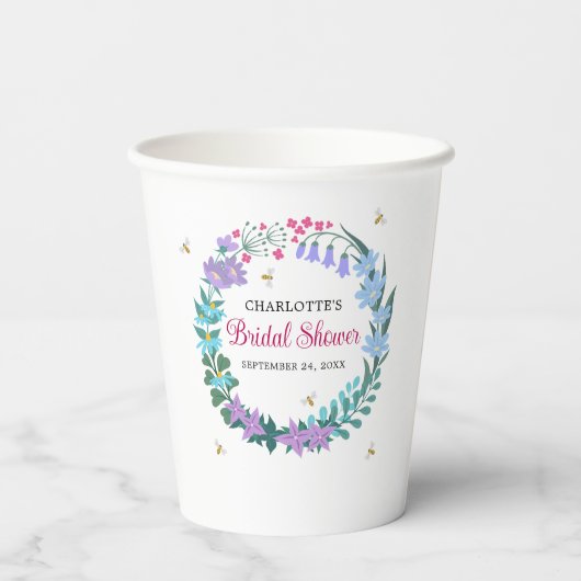 Elegant Vrijgezellenfeest Floral Wildflowers Garla Papieren Bekers (Achterkant)