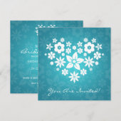 Elegant Vrijgezellenfeest Flowery Heart Blue Kaart (Voorkant / Achterkant)