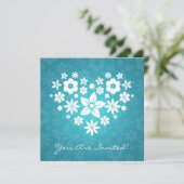 Elegant Vrijgezellenfeest Flowery Heart Blue Kaart (Staand voorkant)