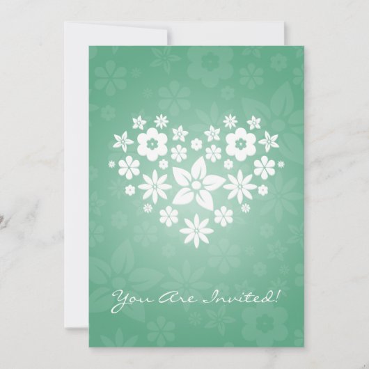 Elegant Vrijgezellenfeest Flowery Heart Mint Green Kaart (Voorkant)