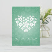 Elegant Vrijgezellenfeest Flowery Heart Mint Green Kaart (Staand voorkant)